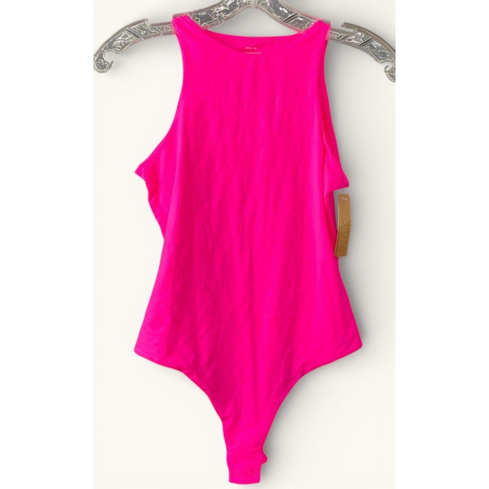 SKIMS Fits Everybody Bodysuit Neon Orchid‎ Pink High Neck Womens M NWT